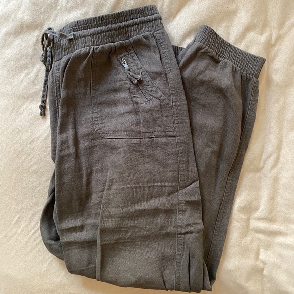 Khaki Linen Medium Lounge Joggers - Picture 1 of 8